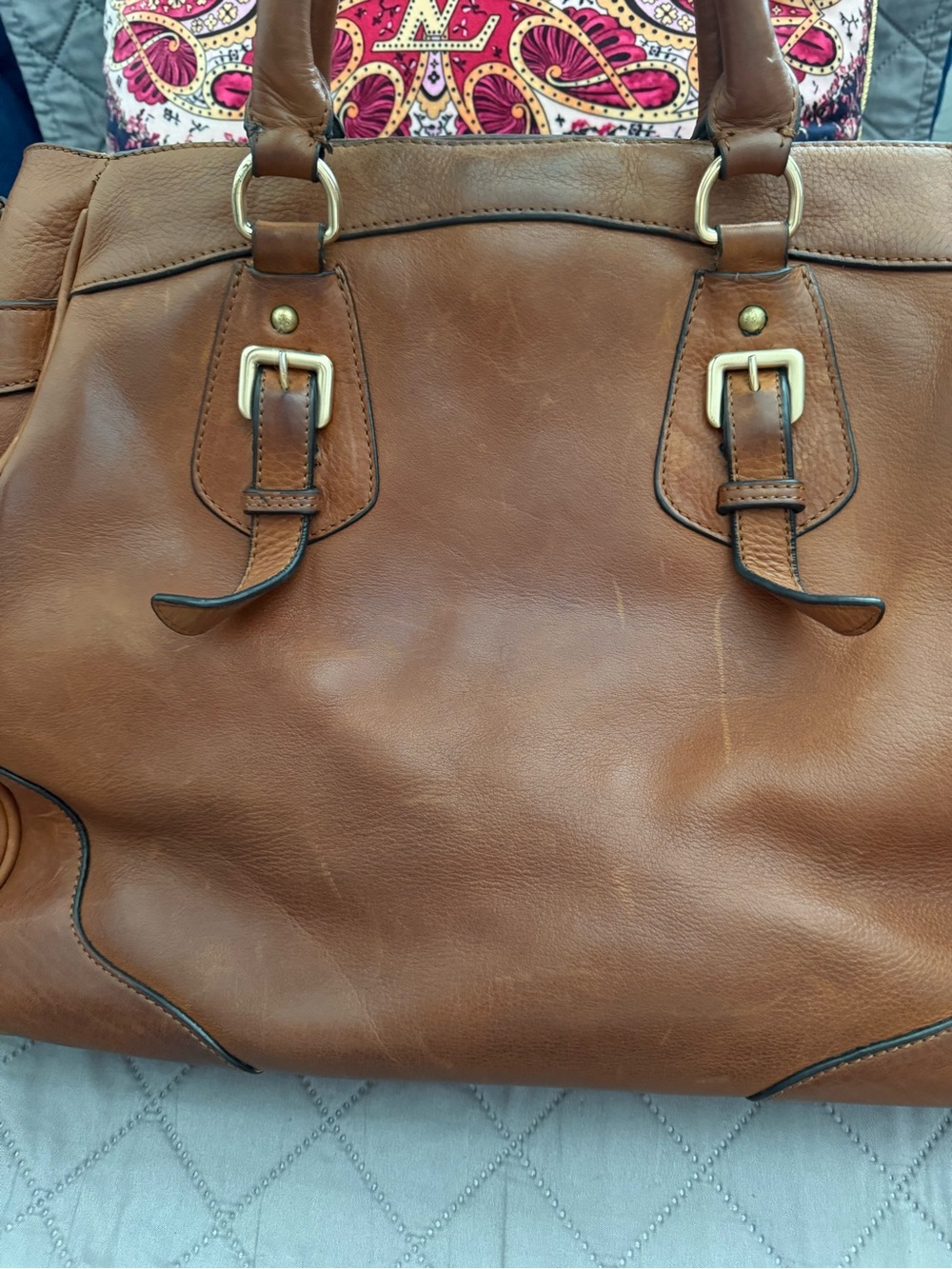 Prada Tan Leather Tote with Gold Hardware - Picture 3 of 16